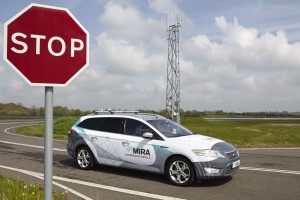 MIRA test car and stop sign