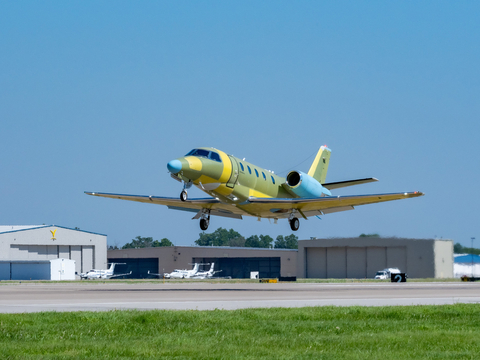 The Cessna Citation Ascend P1 takes off on test flight